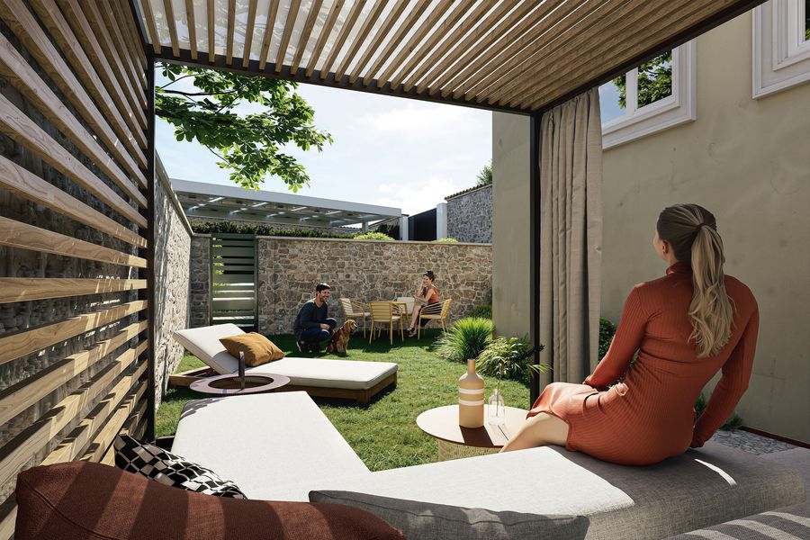 Giardino con pergola