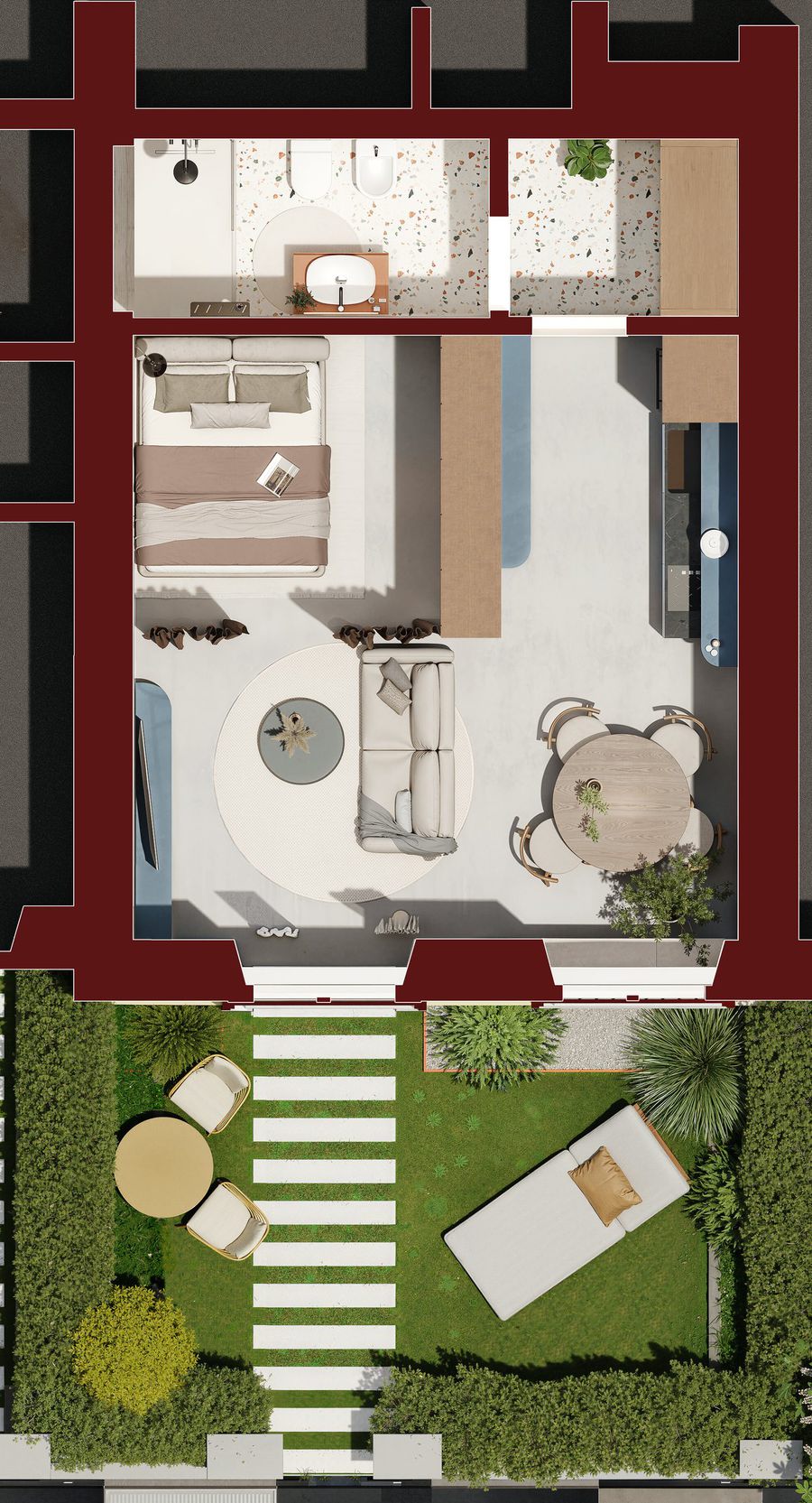 Residenza C, planimetria 3d