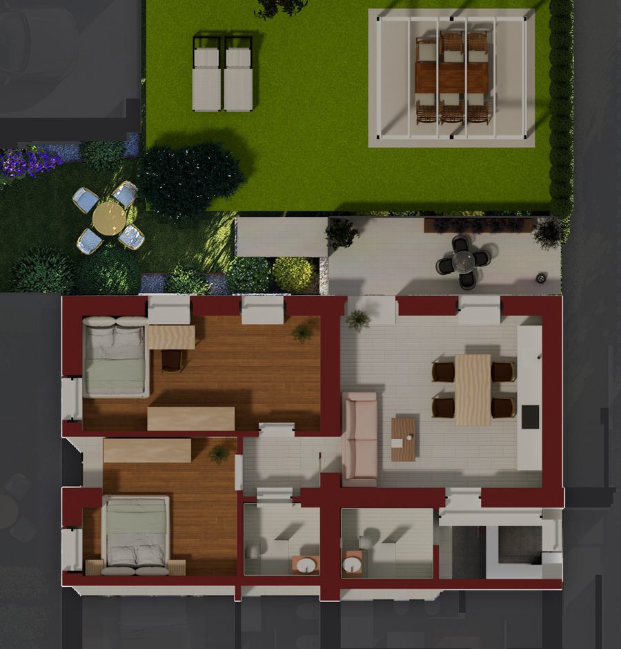 Residenza E, planimetria 3d