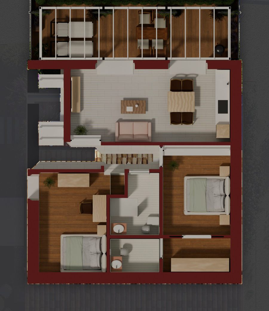 Residenza Q, planimetria 3d